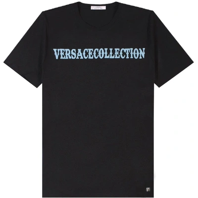Shop Versace Logo Print T-shirt In Black