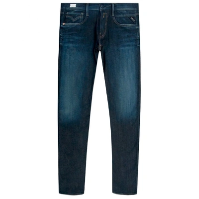 Shop Replay Anbass Hyperflex+ Jeans In Navy