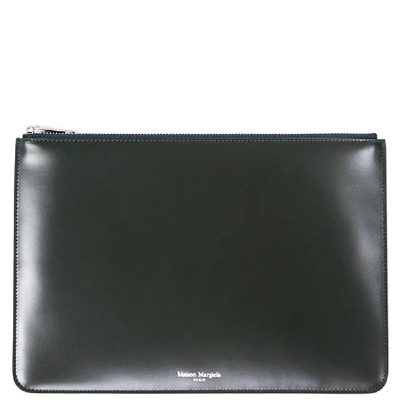 Shop Maison Margiela Zip Leather Pouch In Black