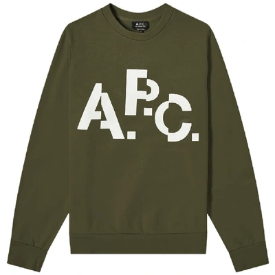 Shop Apc Decale Logo Print Sweatshirt In Khaki