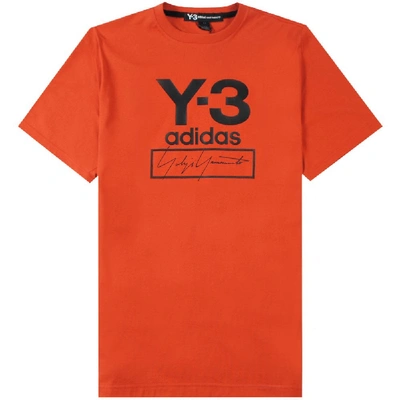 Shop Y-3 Stacked Logo T-shirt In Orange