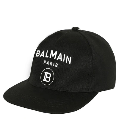 Shop Balmain Kids Logo Print Cap In Black