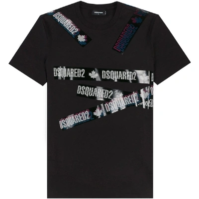 Shop Dsquared2 Tape Logo T-shirt In Black