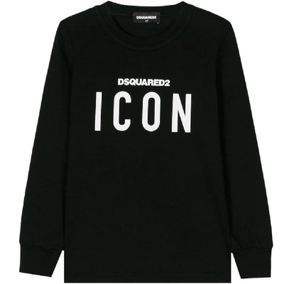 Shop Dsquared2 Kids Long Sleeve Icon Logo T-shirt In Black