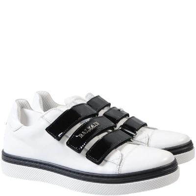 Shop Balmain Kids Strap-on Trainers Size: 35, In White