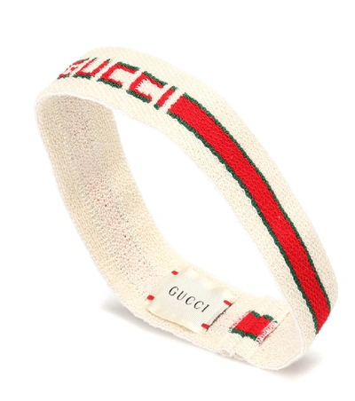 Shop Gucci Striped Terrycloth Headband In White