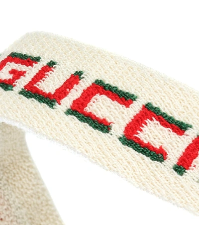 Shop Gucci Striped Terrycloth Headband In White