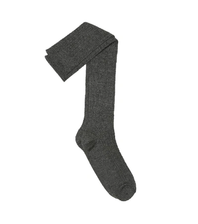 Shop Brunello Cucinelli Ribbed Cashmere-blend Socks In Grey