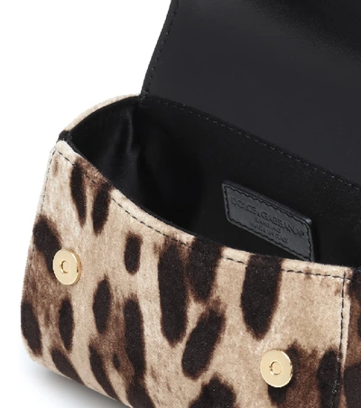 Shop Dolce & Gabbana Leopard-print Velvet Shoulder Bag In Brown