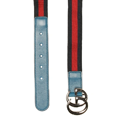 Shop Gucci Gg Striped Stretch Belt In Blue