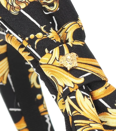 Shop Versace Printed Silk Headband In Black