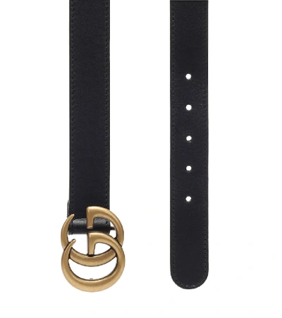 Shop Gucci Double G Leather Belt In Blue