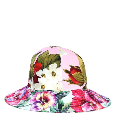 Shop Dolce & Gabbana Floral Cotton Hat In Pink