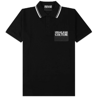 Shop Versace Jeans Couture Patch Logo Polo In Black