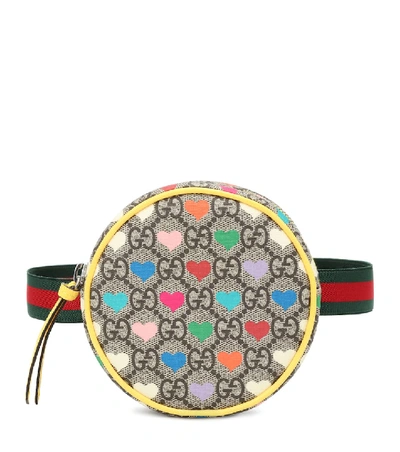 Shop Gucci Heart Supreme Round Belt Bag In Multicoloured