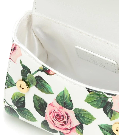 Shop Dolce & Gabbana Floral Leather Shoulder Bag In White