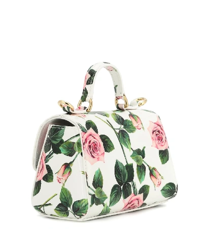 Shop Dolce & Gabbana Floral Leather Shoulder Bag In White