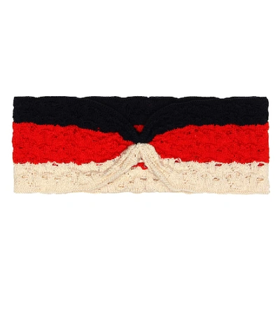 Shop Gucci Striped Crochet Headband In Multicoloured