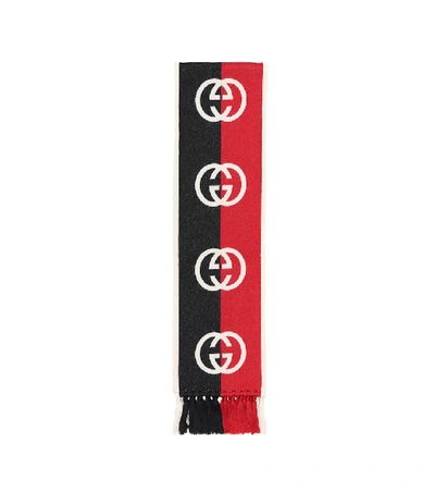 Shop Gucci Intarsia Wool Scarf In Red