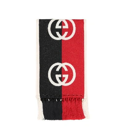 Shop Gucci Intarsia Wool Scarf In Red