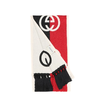 Shop Gucci Intarsia Wool Scarf In Red