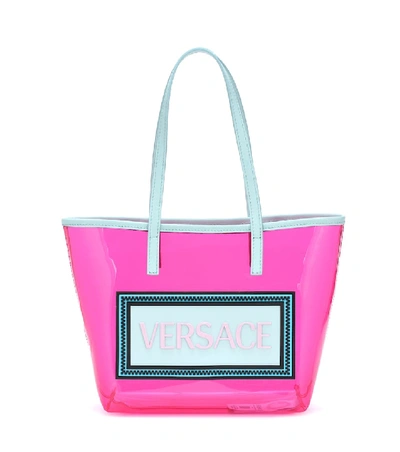 Shop Versace Leather-trimmed Pvc Tote In Pink