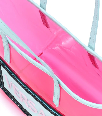 Shop Versace Leather-trimmed Pvc Tote In Pink