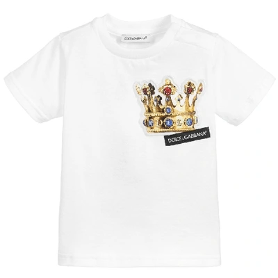 Shop Dolce & Gabbana Dolce &amp; Gabbana Kids &quot;crown&quot; Print T-shirt In White