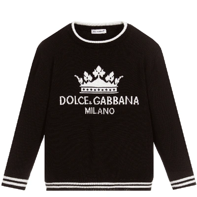 Shop Dolce & Gabbana Dolce &amp; Gabbana Kids Knitted Cotton Sweater In Black