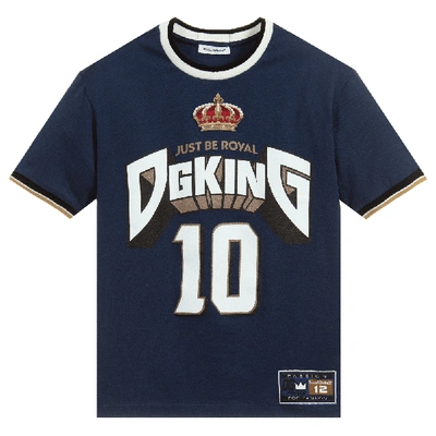 Shop Dolce & Gabbana Dolce &amp; Gabbana Kids &quot;just Be Royal&quot; T-shirt Navy