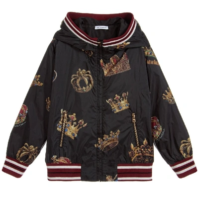 Shop Dolce & Gabbana Dolce &amp; Gabbana Kids &quot;all Over Crown&quot; Jacket In Black