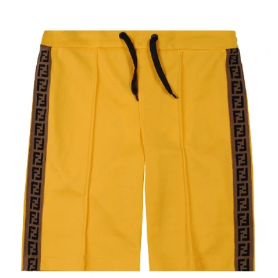 Shop Fendi Kids Bermuda Sweat Shorts In Yellow