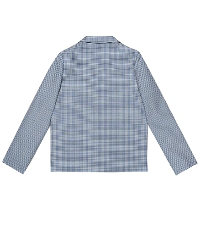 Shop Gucci Wool And Mohair Checked Blazer In Blue