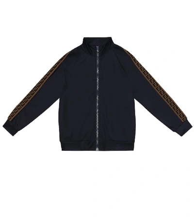 Shop Fendi Cotton-blend Track Jacket In Blue