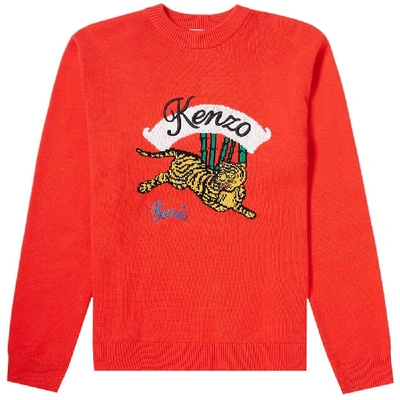 Shop Kenzo Jumping Tiger Knitted Jumper Red