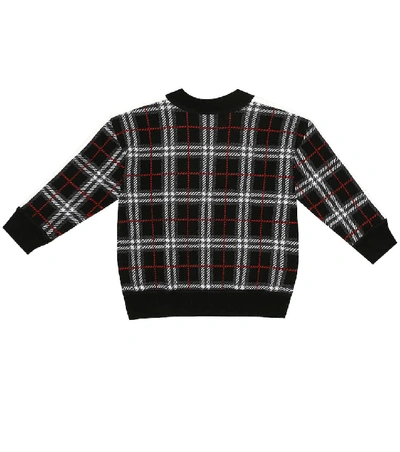 Shop Burberry Donnie Check Wool Sweater In Black