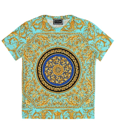 Shop Versace Printed Cotton T-shirt In Multicoloured