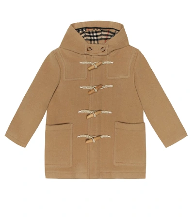 Shop Burberry Wool Duffle Coat In Beige