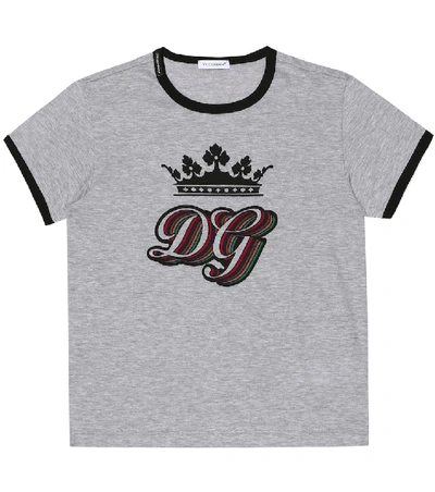 Shop Dolce & Gabbana Logo Cotton-jersey T-shirt In Grey