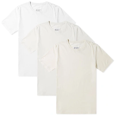 Shop Maison Margiela 10 Basic T-shirt 3 Pack Cream In White