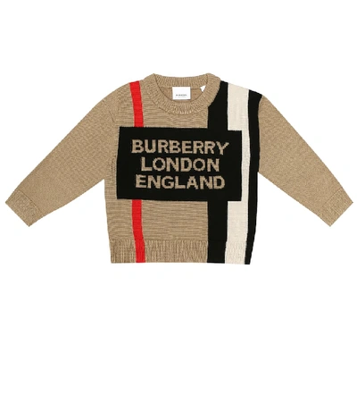 Shop Burberry Rolfe Logo Wool Sweater In Beige