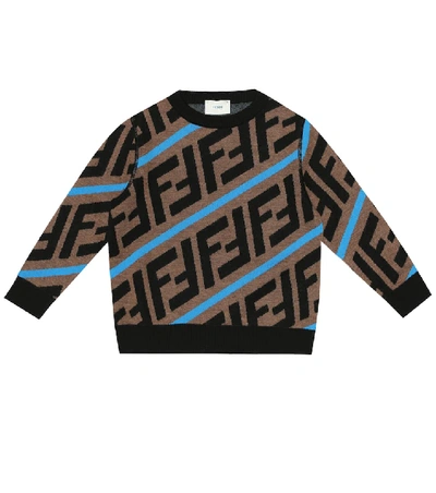 Shop Fendi Ff Wool Sweater In Brown