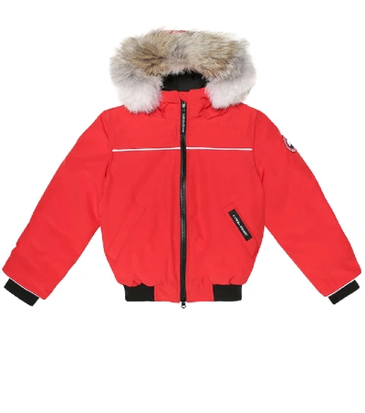 Canada Goose Kids' 'grizzly' Down Hooded Bomber Jacket With Genuine Coyote  Fur Trim In Red | ModeSens