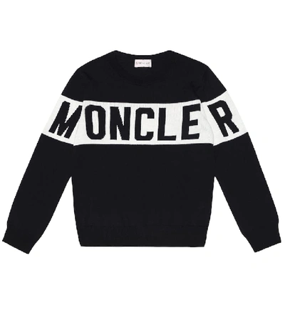 Shop Moncler Intarsia Wool Sweater In Blue