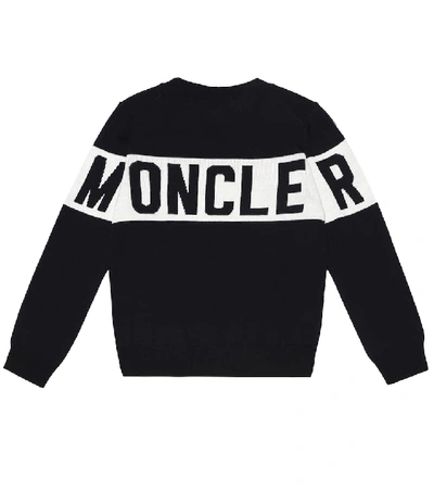 Shop Moncler Intarsia Wool Sweater In Blue
