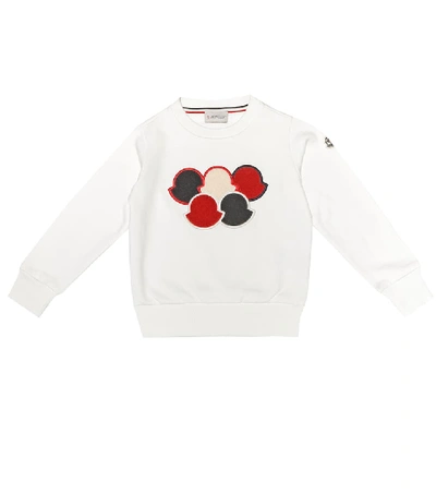 Shop Moncler Embroidered Cotton Sweatshirt In Beige