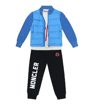 Shop Moncler Quilted Down And Wool-blend Jacket In Blue