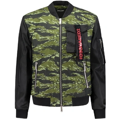 Shop Dsquared2 Camouflage Bomber Jacket Black