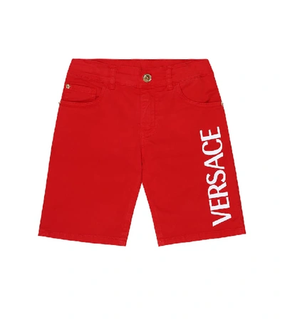 Shop Versace Logo Shorts In Red