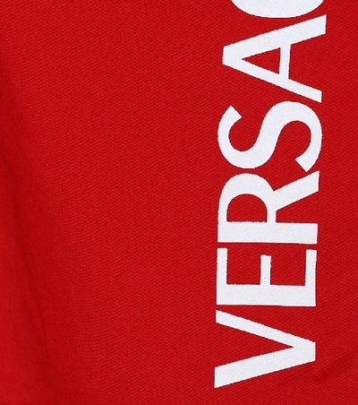 Shop Versace Logo Shorts In Red